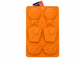 Molde silicona 6 figuras Halloween momia araña y calabaza
